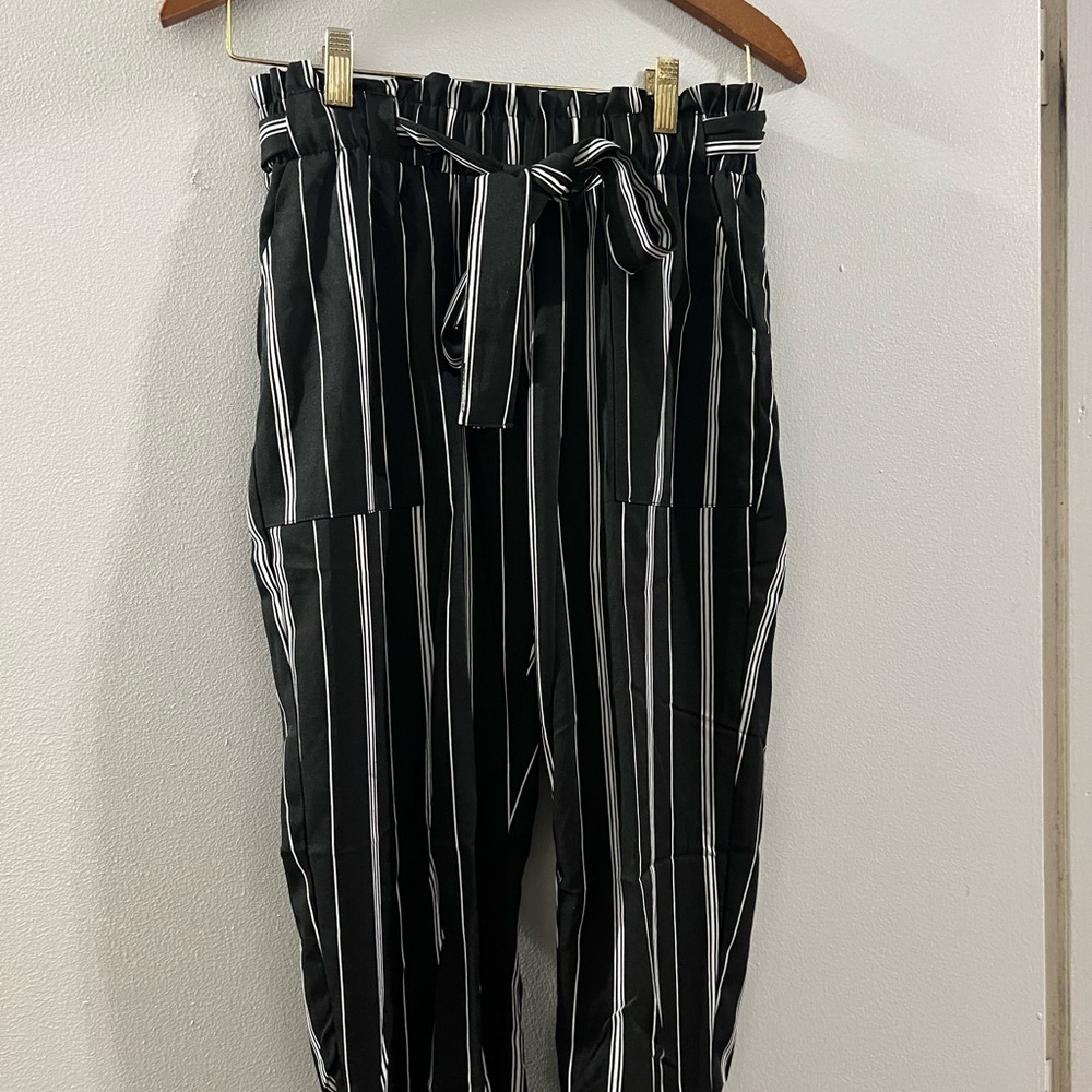 Striped Black and White Women's Pants